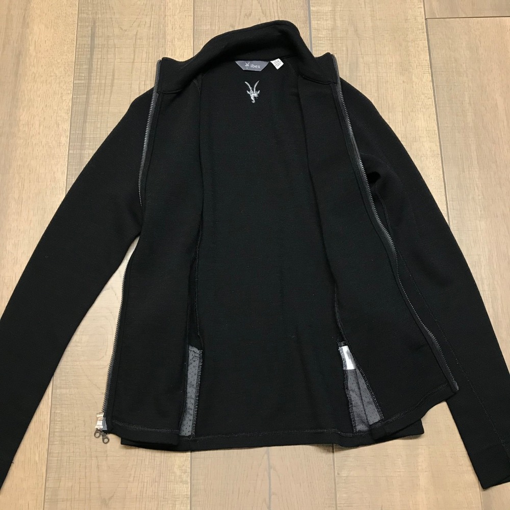 Ibex Shak Merino Wool Jacket Womens Size S Black Full Zip Outdoor Pockets Hiking - Picture 7 of 12
